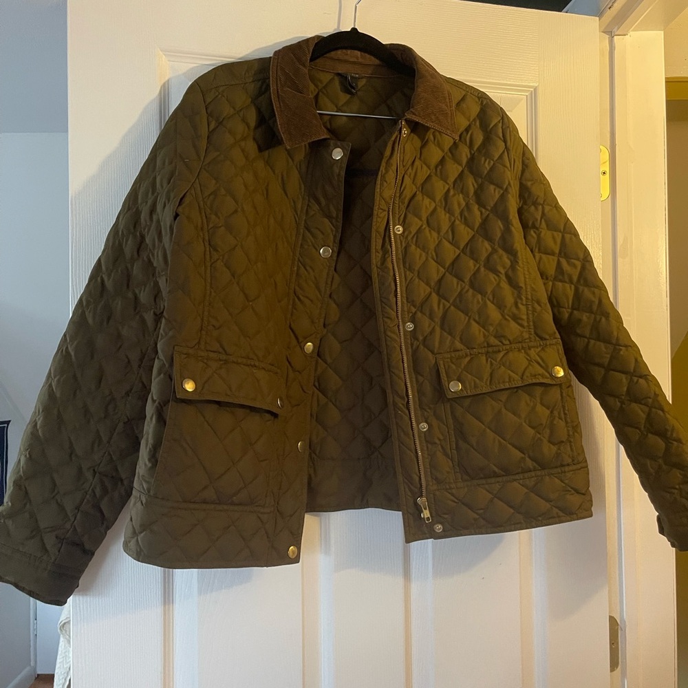 J. Crew Quilted Jacket in Olive Moss